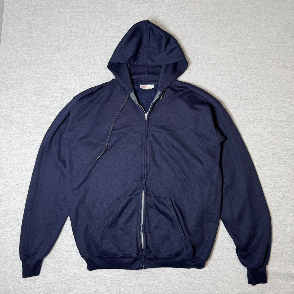 Vintage 80s 90s Sears Kings Road Mens Hoodie XL Blue Full Zip USA
